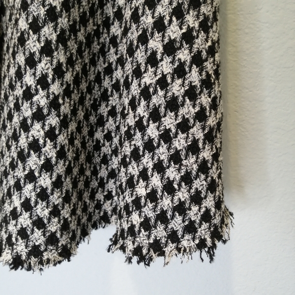 ZARA Women Black White Houndstooth Tweed A-Line Midi Buttons Skirt ASO Kate Midd - Picture 6 of 8
